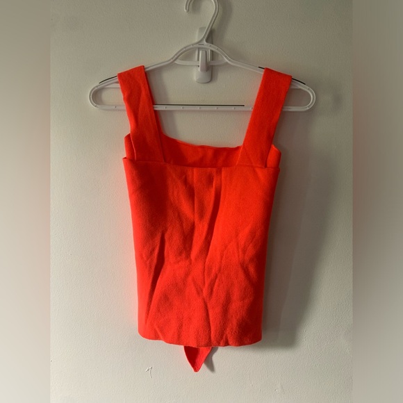 Anthropologie Neon Coral Sweater Multi-Way Tie Tank Small - Picture 5 of 7